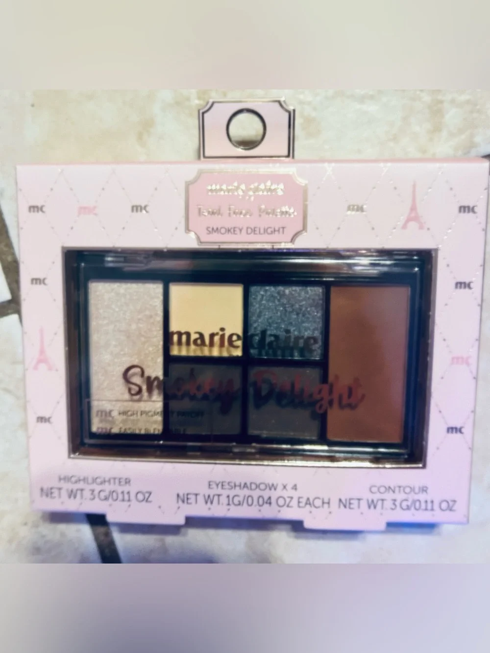 NWT-Marie Claire Smokey Delight Palette, Setting Powder, and Liquid Blush.